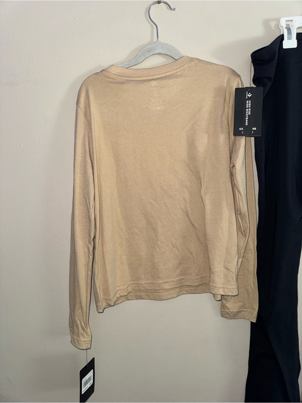 Converse Beige Logo Long Sleeve Top & Black Logo Boot-Cut Pants - Kids - Picture 5 of 6